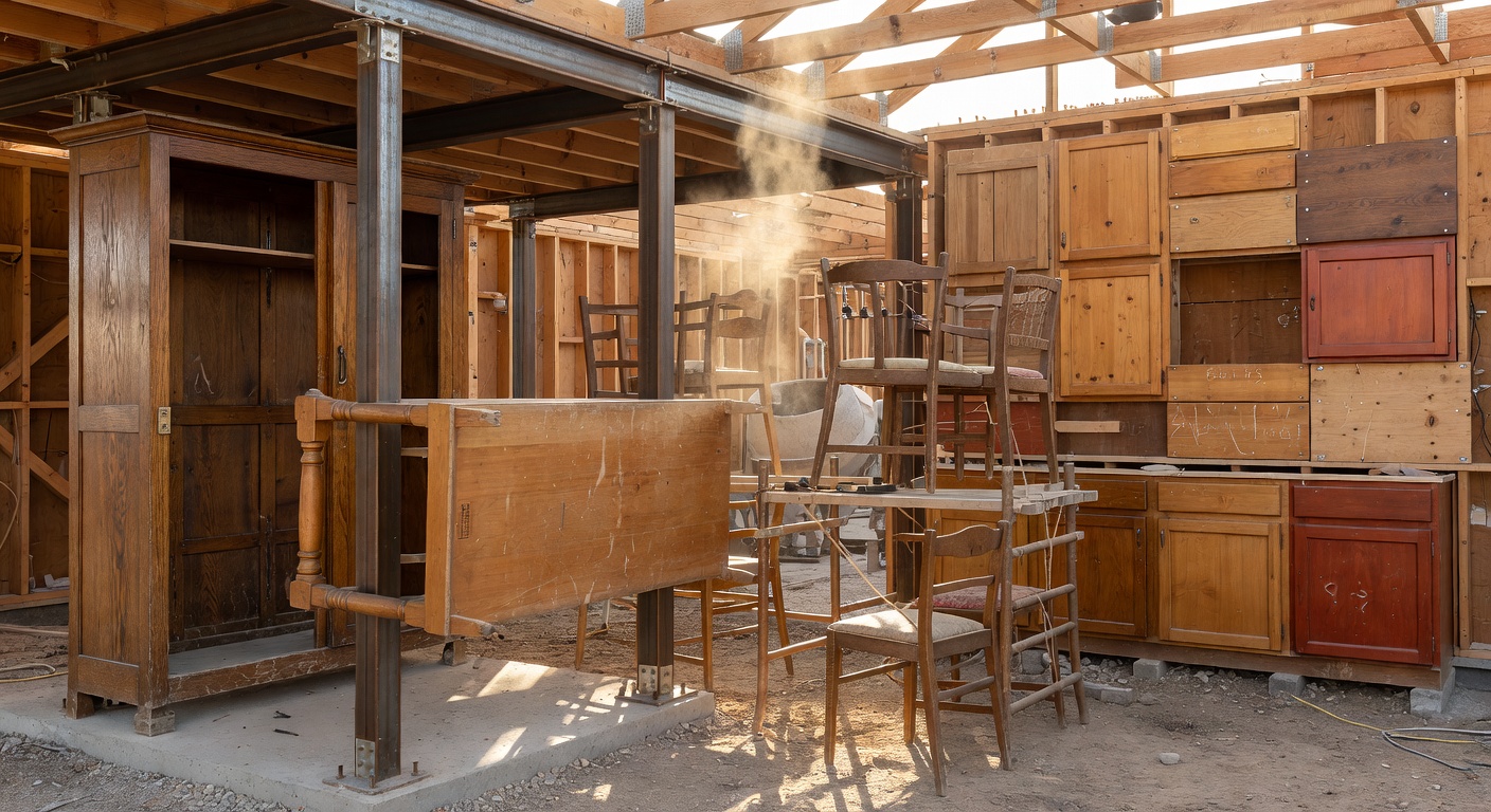 アップサイクルされた建設資材・家具